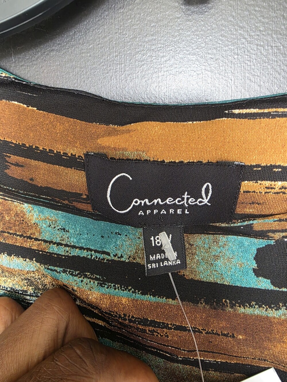 NWT Connected Apparel Plus Size 18W Abstract Sheath Dress Overlay 3/4 Sleeve - Picture 6 of 9